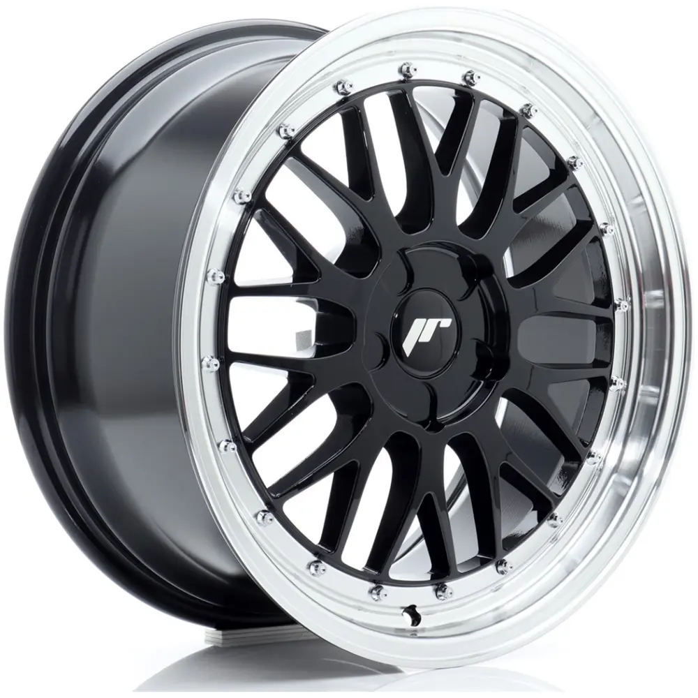 JR Wheels JR23 18x8 ET20-42 5H BLANK Gloss Black w/ Machined Lip
