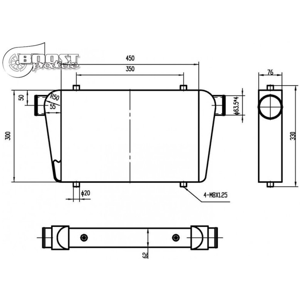 Boost Products intercooler frontale universale 450x300x76mm - 63mm - immagine 4