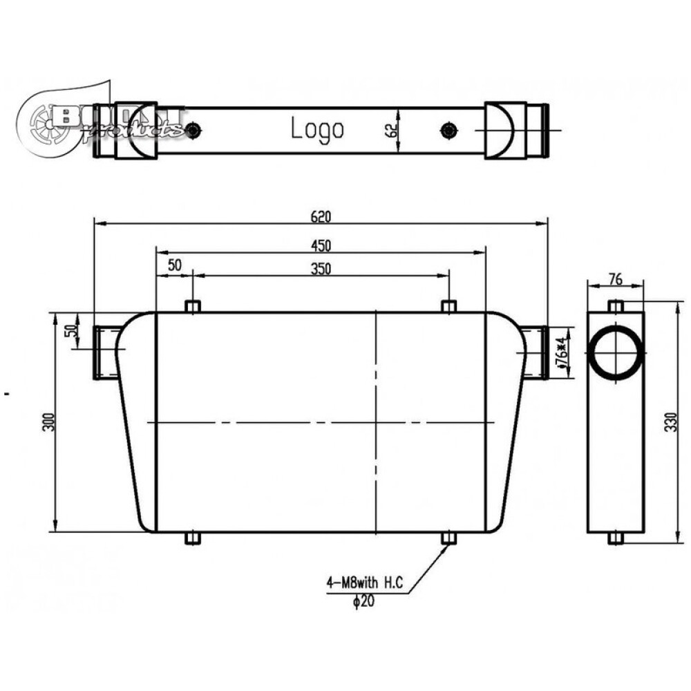 Boost Products intercooler frontale universale 450x300x76mm - 76mm - immagine 4