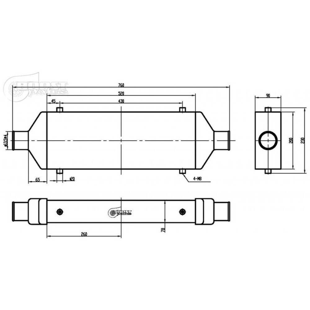 Boost Products intercooler frontale universale 520x197x90mm - 63mm - immagine 4