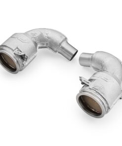 RM Motors Downpipe Porsche 911 992 Turbo / Turbo S con catalizzatore e paratia calore
