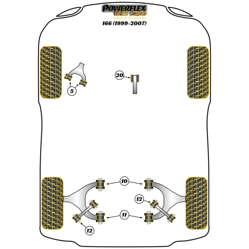 Powerflex Alfa Romeo 166 (1999-2007)    Boccola anteriore del braccio oscillante posteriore Fig.10 (2) PFR1-910BLK - immagine 2