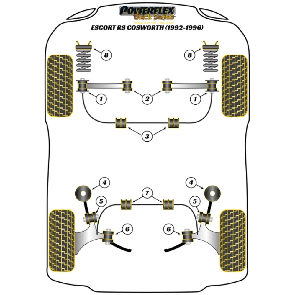 Powerflex Ford  Escort RS Cosworth (1992-1996)   Supporto ammortizzatore anteriore superiore Fig.8 (2) PFF19-199BLK - immagine 2