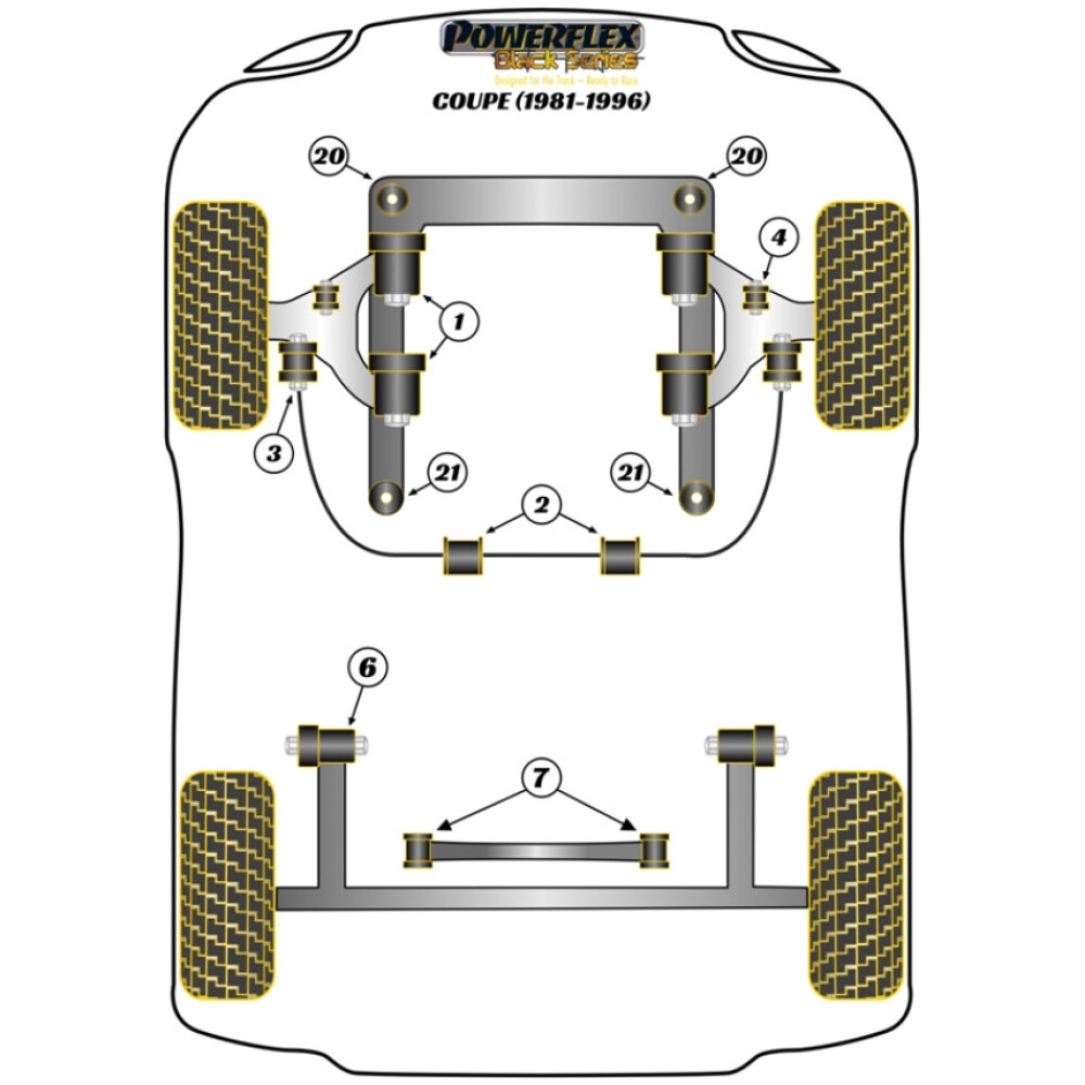 Powerflex Audi 80 / 90 - incl. S2/RS2 & Quattro (1976 - 2000) Coupe (1981-1996)   Supporto barra antirollio anteriore 25mm Fig.2 (2) PFF3-103-25BLK - immagine 2