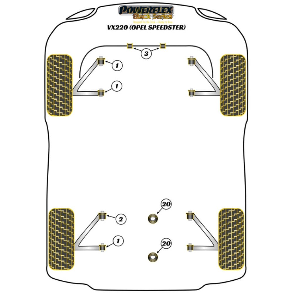Powerflex Vauxhall / Opel VX220 (Opel Speedster)    Boccola barra antirollio anteriore 25,4 mm Fig.3 (2) PFF34-203-25.4BLK - immagine 2