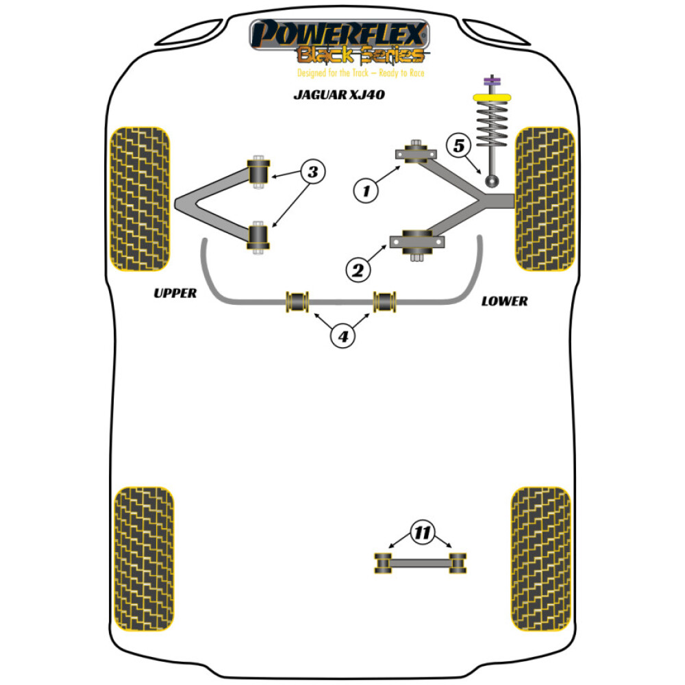 Powerflex Jaguar (Daimler) XJ40 (1986 - 1994)    Boccola del montante del differenziale posteriore Fig.11 (4) PFR27-411BLK - immagine 2