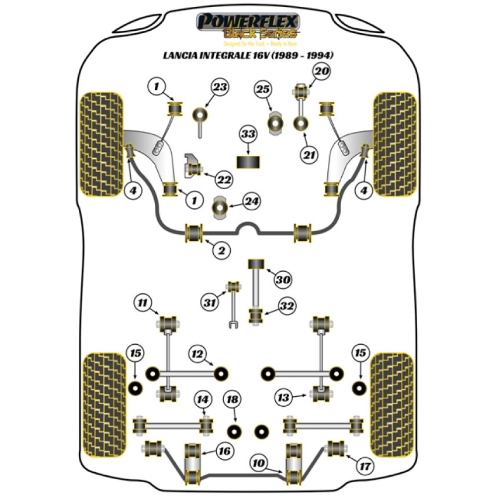Powerflex Lancia Delta HF Integrale incl. Evo (1986 - 1995)    Boccola di montaggio del differenziale posteriore Fig.18 (2) PFR30-334BLK - immagine 2