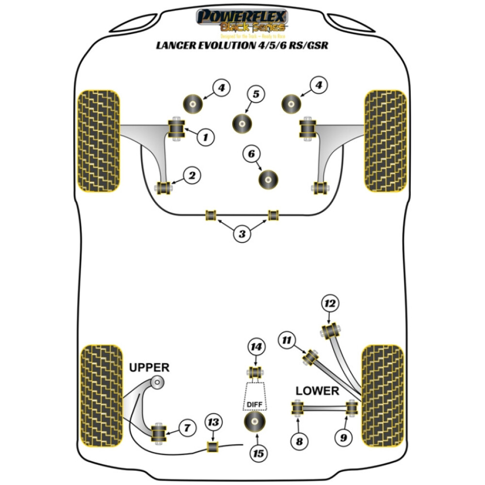 Powerflex Mitsubishi Lancer Evolution IV, V & VI RS/GSR (1996 - 2001)    Barra antirollio posteriore montaggio 18mm Fig.13 (2) PFR44-119-18BLK - immagine 2