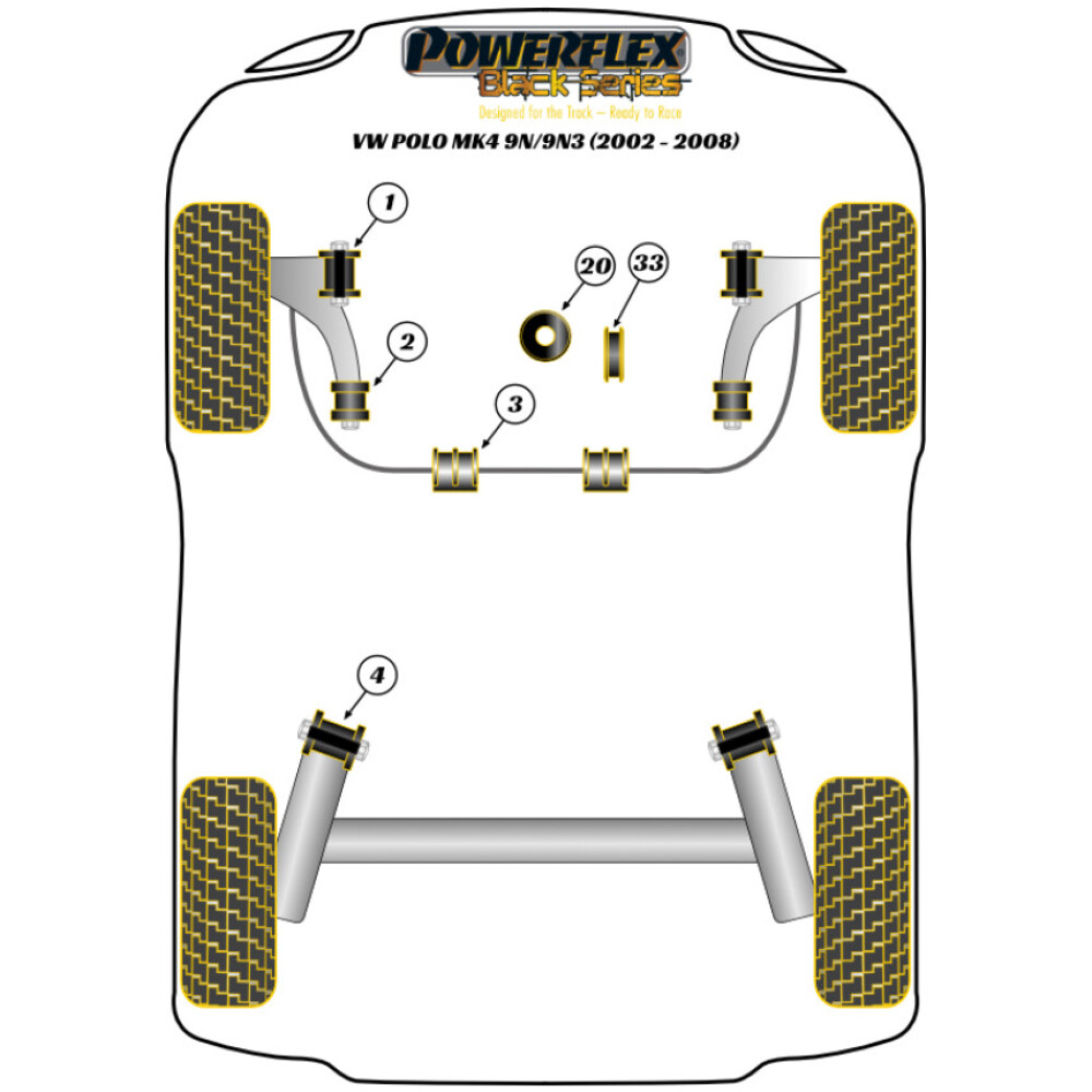 Powerflex Volkswagen  Polo MK4 9N/9N3 (2002 - 2008)   Boccola anteriore a forcella anteriore 30mm Camber regolabile Fig.1 (2) PFF85-201GBLK - immagine 2