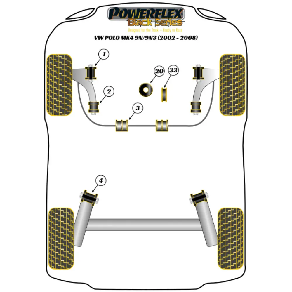 Powerflex Volkswagen Polo MK4 9N/9N3 (2002 - 2008) Boccola anteriore a forcella anteriore 30mm Camber regolabile Fig.1 (2) PFF85-201GBLK 2 Powerflex Volkswagen Polo MK4 9N/9N3 (2002 - 2008) Boccola anteriore a forcella anteriore 30mm Camber regolabile Fig.1 (2) PFF85-201GBLK - immagine 2