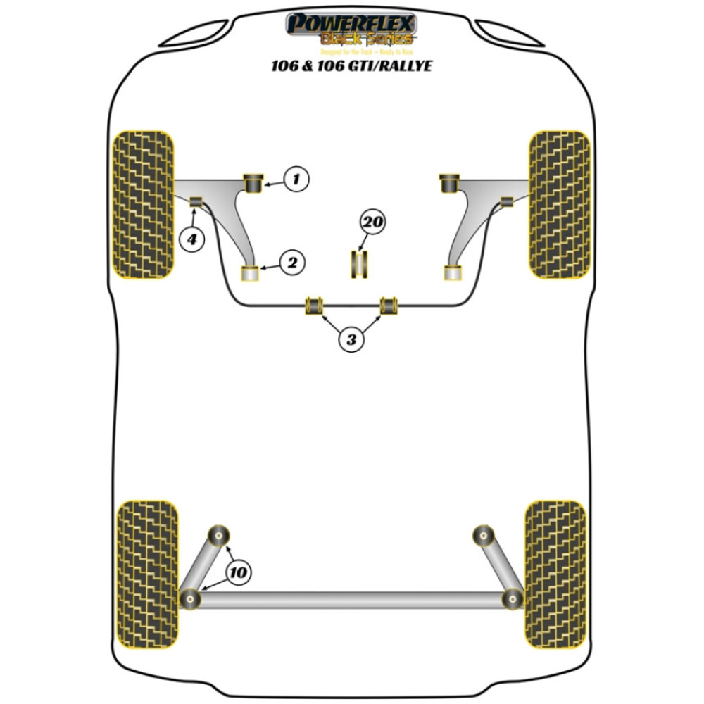 Powerflex Peugeot 106 (1991-2003)    Supporto trave posteriore Fig.10 (4) PFR12-109BLK - immagine 2