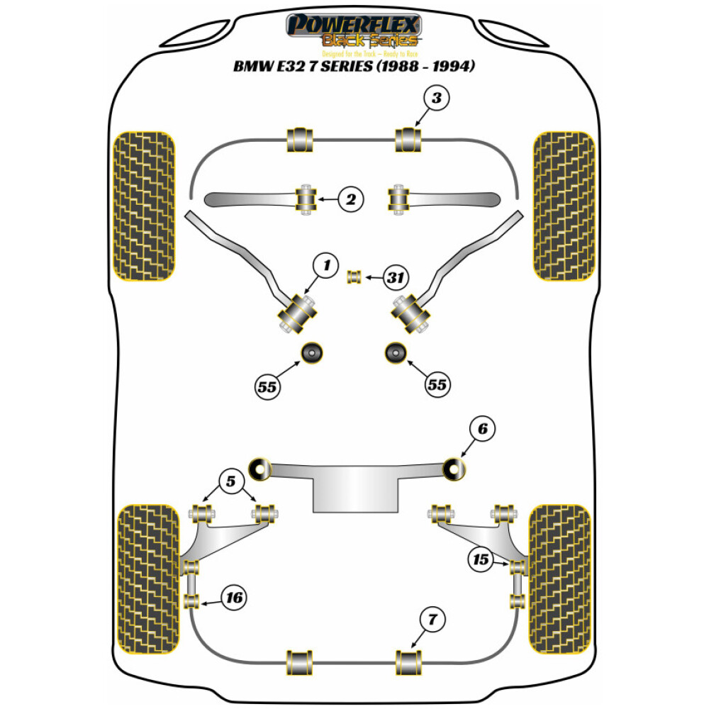 Powerflex BMW Serie 7 E32 (1988-1994)   Boccola di montaggio della barra antirollio posteriore 15mm Fig.7 (2) PFR5-504-15BLK - immagine 2