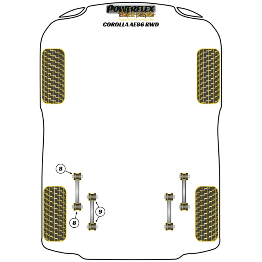 Powerflex Toyota  Corolla AE86 (1983 - 1987)   Boccola del braccio oscillante inferiore posteriore Fig.8 (4) PFR76-208BLK - immagine 2