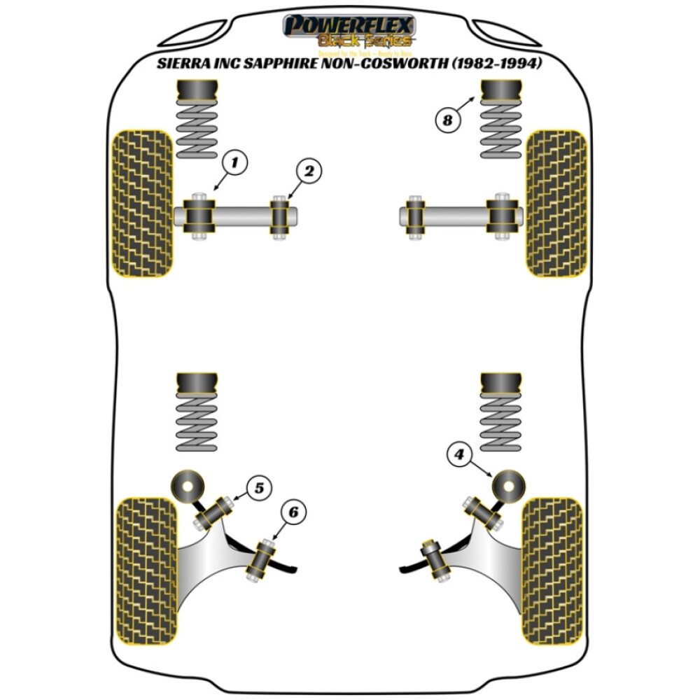 Powerflex Ford  Sierra incl. Sapphire Non-Cosworth (1982-1994)   Supporto ammortizzatore anteriore superiore Fig.8 (2) PFF19-199BLK - immagine 2