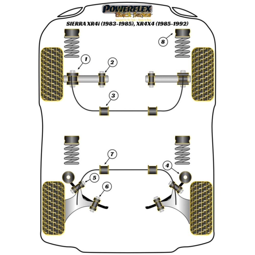 Powerflex Ford  Sierra XR4i (1983-1985), XR4x4 (1985-1992)   Boccola barra antirollio posteriore 14mm Fig.7 (2) PFR19-210-14BLK - immagine 2