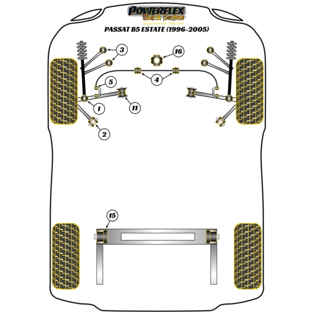 Powerflex Volkswagen  Passat B5 (1996 - 2005) Estate (1996-2005)  Boccola interna del braccio inferiore anteriore Fig.11 (2) PFF3-211BLK - immagine 2