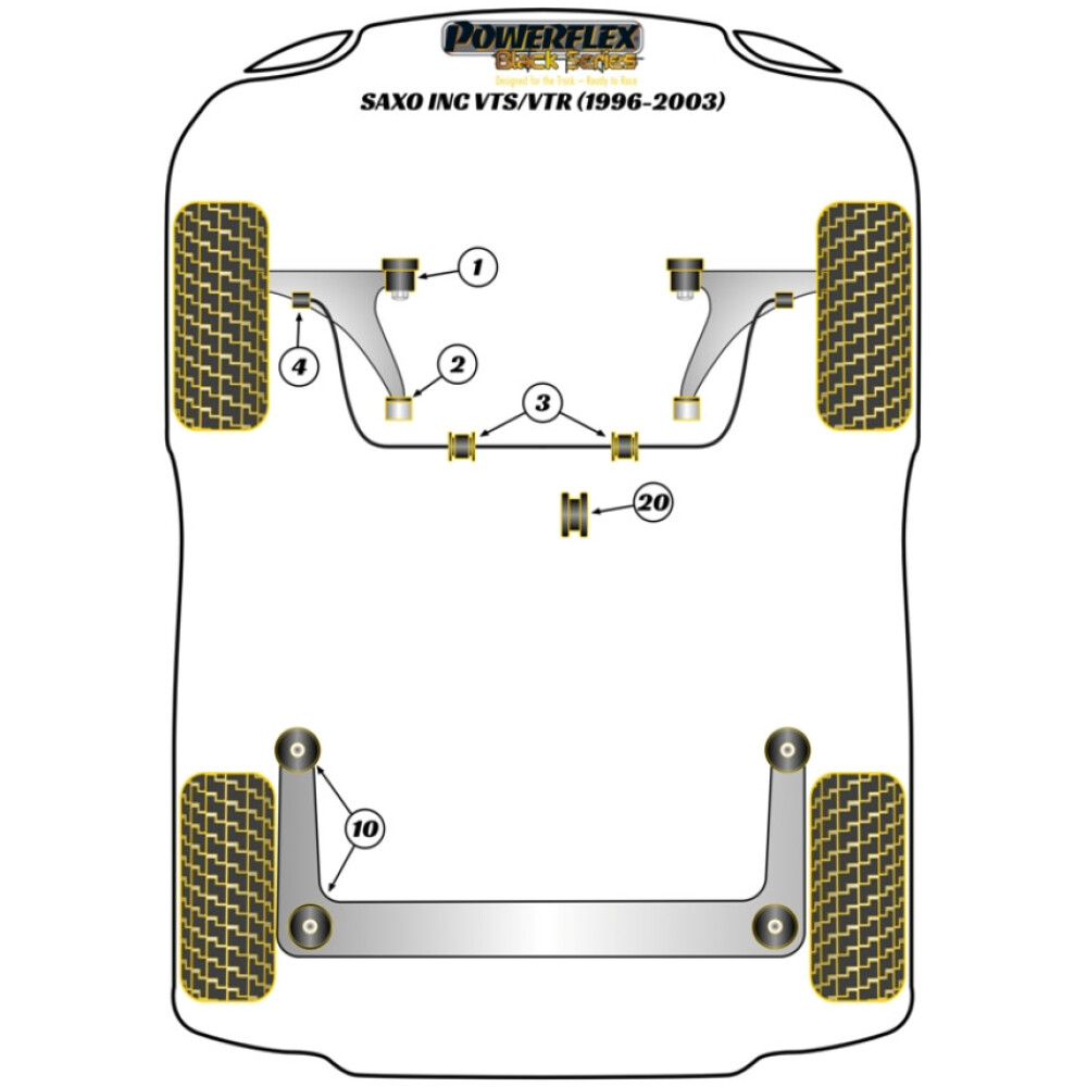 Powerflex Citroen Saxo incl. VTS/VTR (1996-2003)    Supporto motore anteriore inferiore Fig.20 (1) PFF50-106BLK - immagine 2