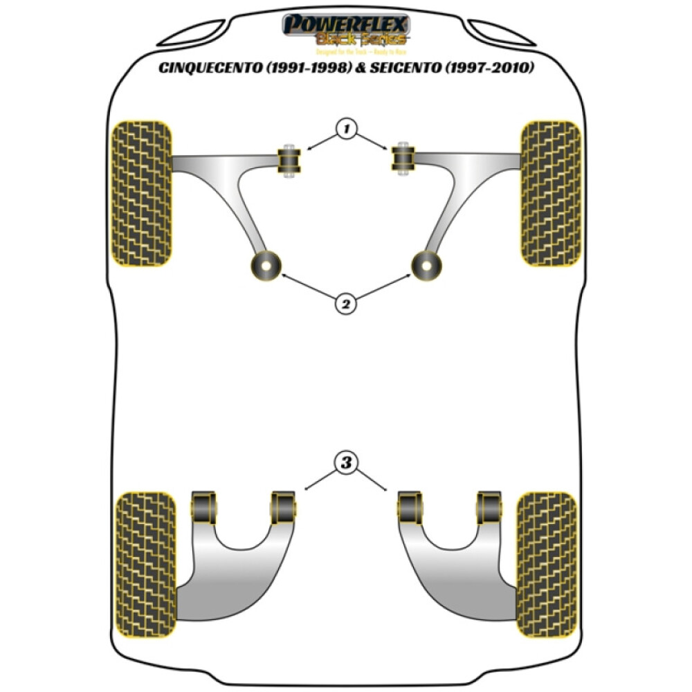 Powerflex Fiat Cinquecento (1991-1998) & Seicento (1997-2010)    Boccola interna del braccio oscillante anteriore Fig.1 (2) PFF16-101BLK - immagine 2