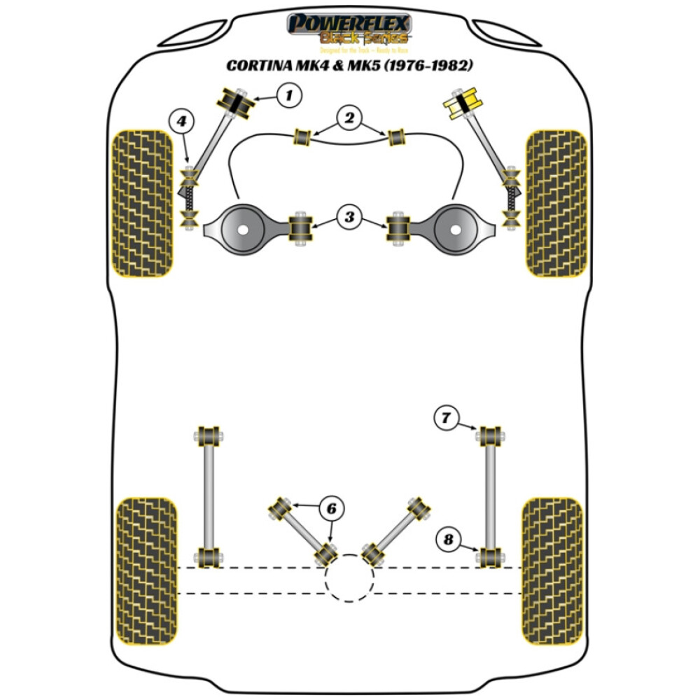 Powerflex Ford Cortina Mk4,5 (1976-1982)    Boccola del braccio inferiore interno anteriore Fig.3 (2) PFF19-3622BLK - immagine 2