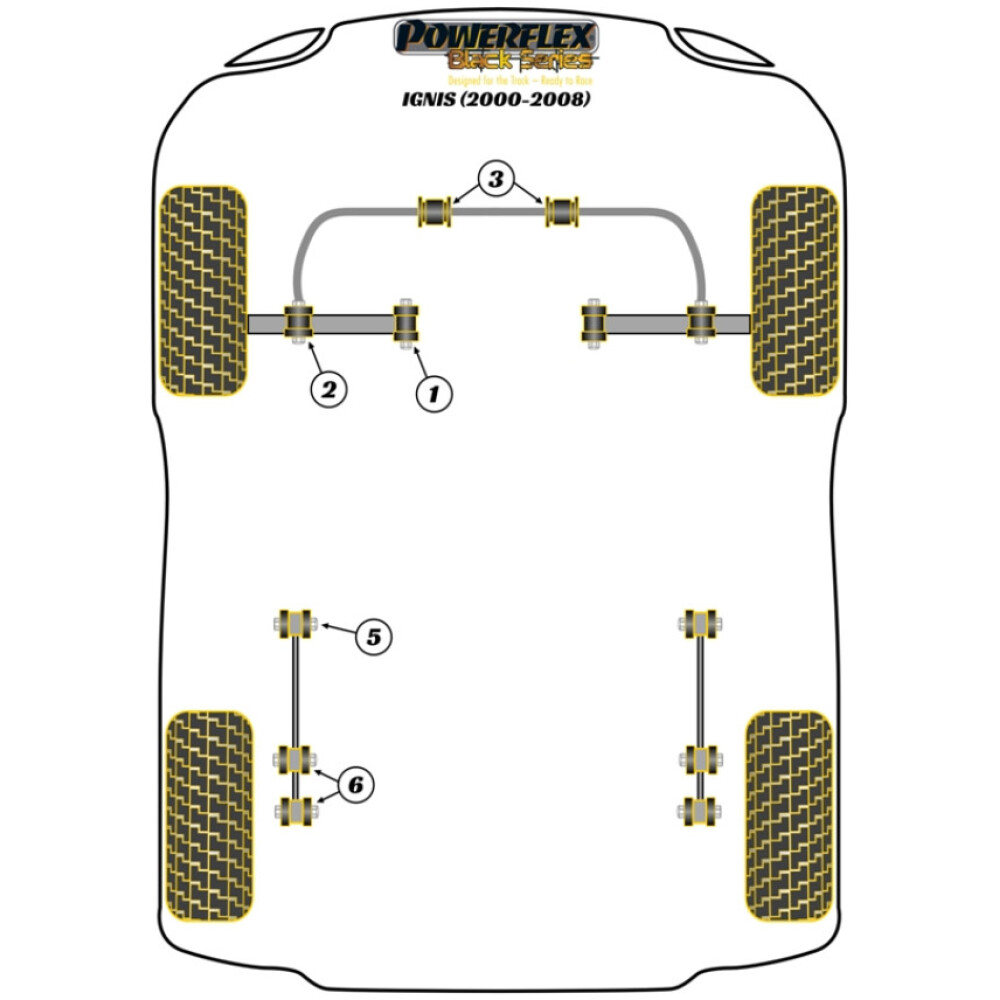 Powerflex Suzuki Ignis (2000-2008)    Braccio oscillante posteriore alla boccola del mozzo Fig.6 (4) PFR73-206BLK - immagine 2