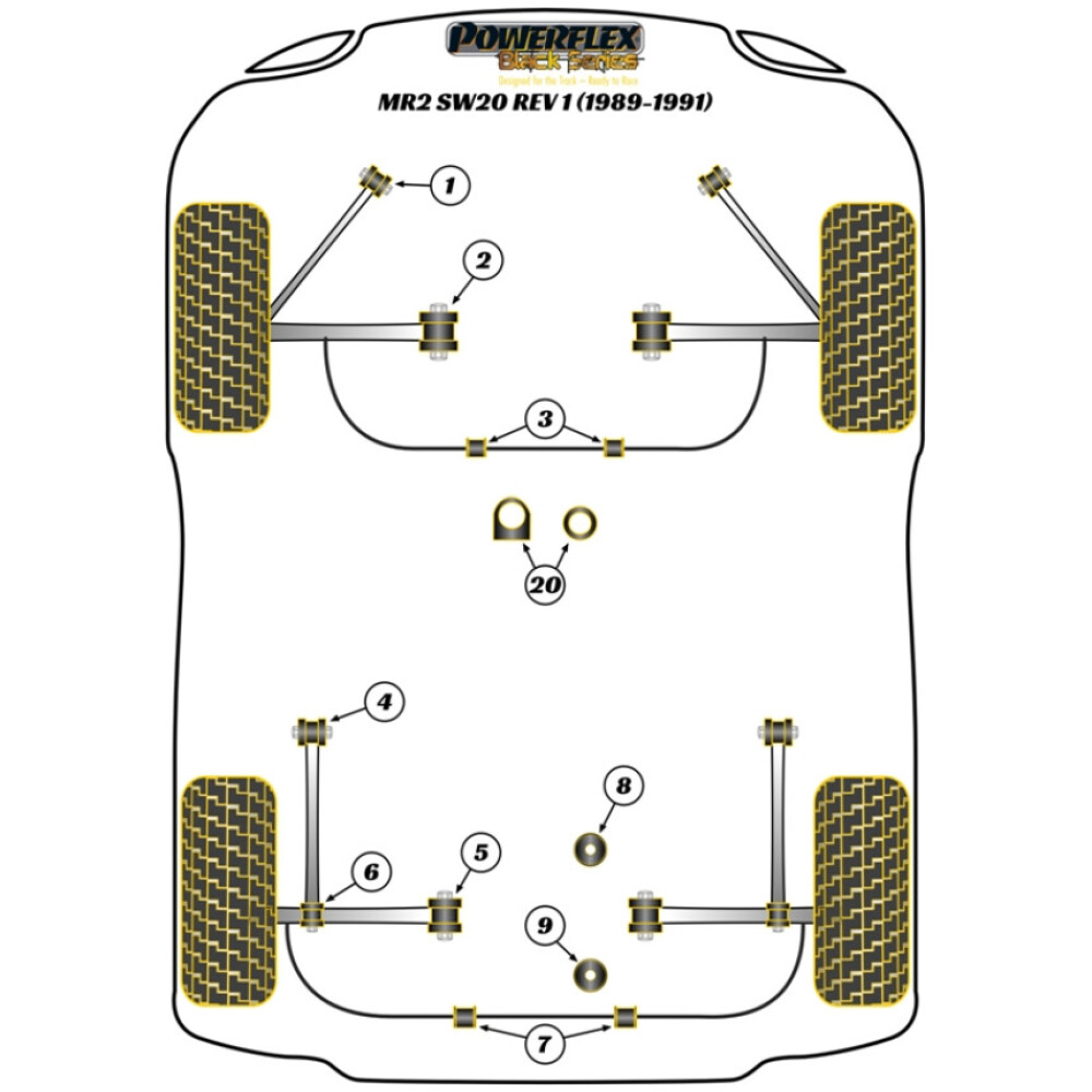 Powerflex Toyota   MR2 SW20 REV 1 (1989 - 1991)  Supporto motore inferiore posteriore anteriore 83,5 mm Fig.8 (1) PFR76-312BLK - immagine 2