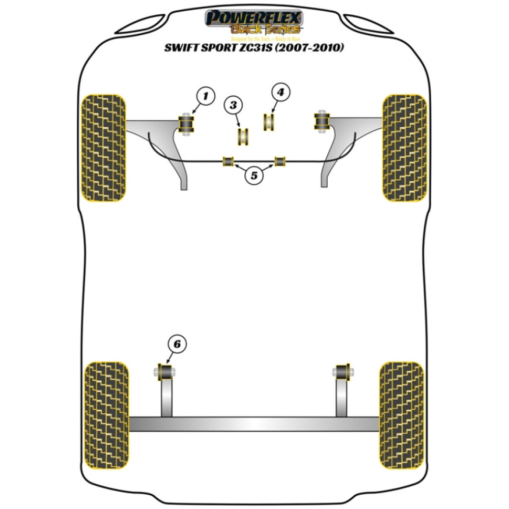 Powerflex Suzuki Swift Sport MK2 (ZC31S) (2006 - 2010)    Boccola di supporto motore posteriore Fig.4 (1) PFF73-304BLK - immagine 2