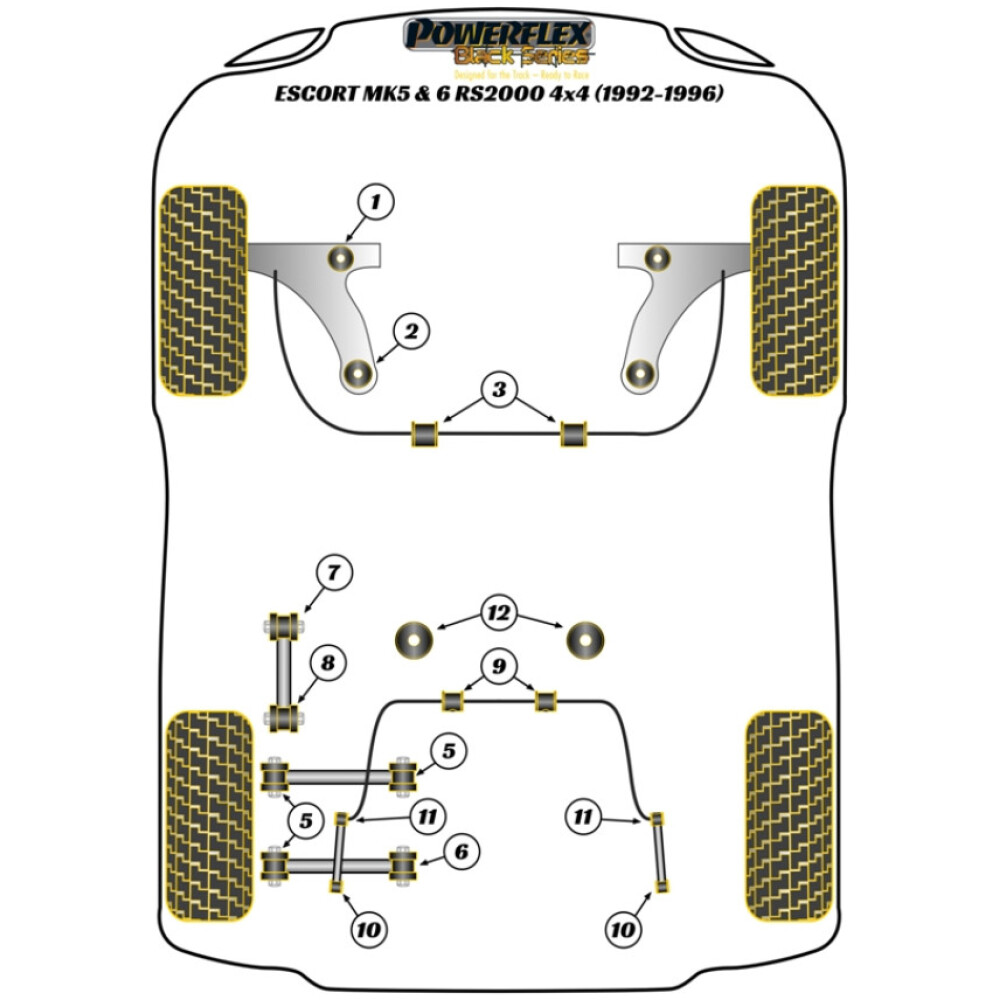 Powerflex Ford  Escort MK5,6 RS2000 4X4 (1992-96)   Boccola barra stabilizzatrice posteriore Fig.5 (6) PFR19-505BLK - immagine 2