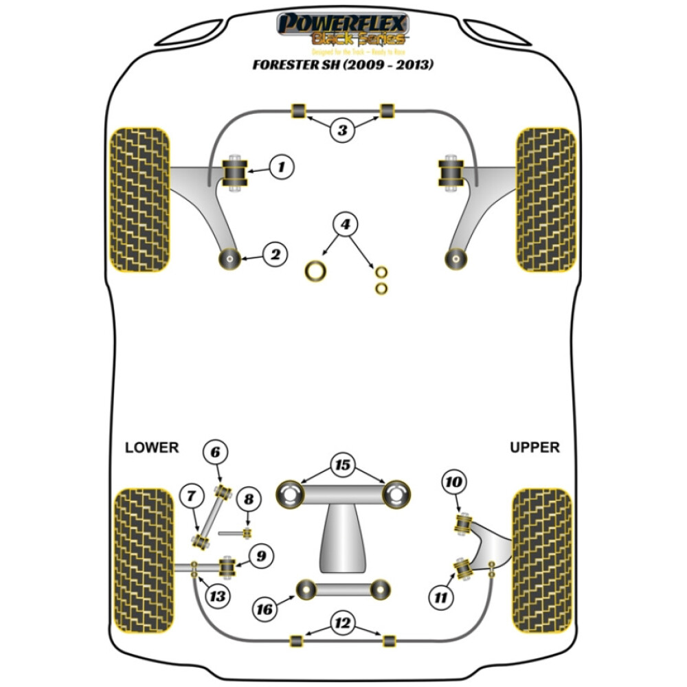 Powerflex Subaru  Forester SH (2009 - 2013)   Boccola posteriore interna del braccio superiore posteriore Fig.11 (2) PFR69-511BLK - immagine 2