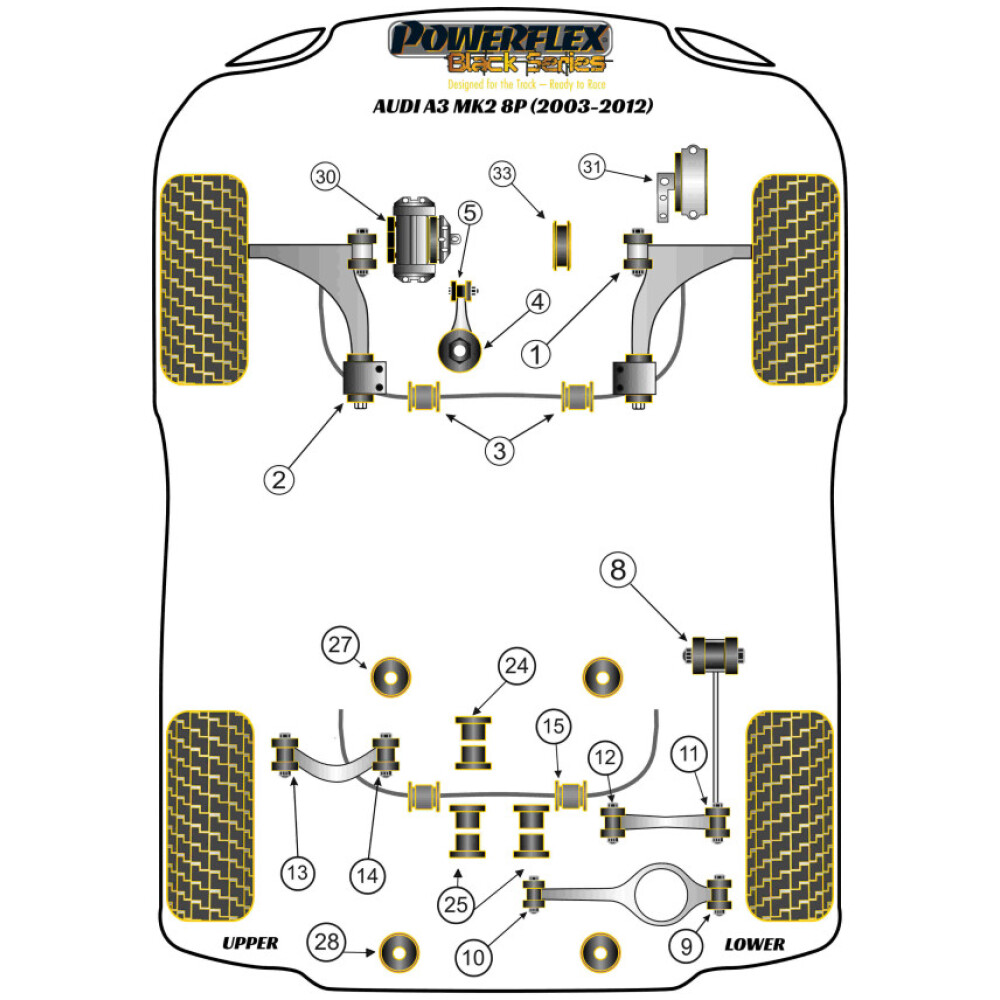 Powerflex Audi   A3 incl. Quattro MK2 8P (2003-2012)  Boccola barra antirollio posteriore 20,7 mm Fig.15 (2) PFR85-515-20.7BLK - immagine 2
