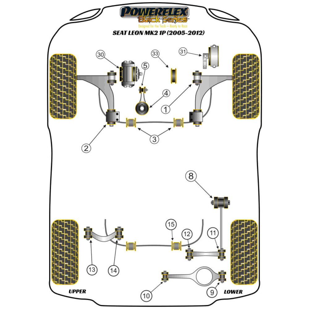 Powerflex Seat  Leon Mk2 1P (2005-2012)   Boccola interna del braccio oscillante superiore posteriore Fig.14 (2) PFR85-514BLK - immagine 2