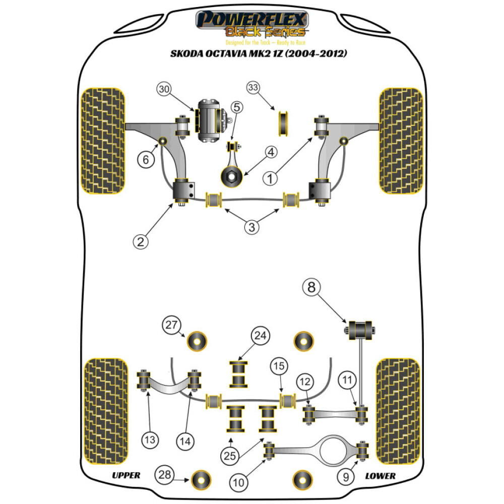 Powerflex Skoda  Octavia Mk2 1Z (2004-2012)   Boccola di montaggio posteriore del telaio ausiliario posteriore Fig.28 (2) PFR85-528BLK - immagine 2
