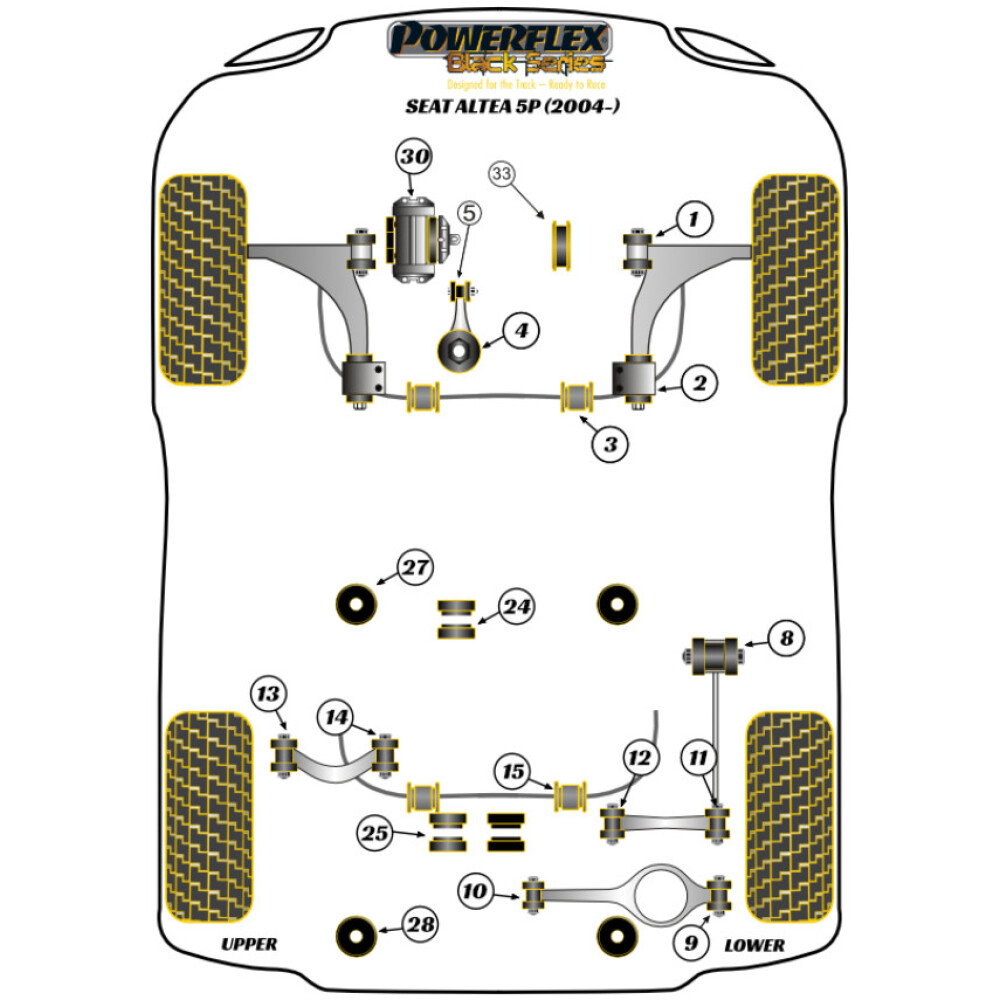 Powerflex Seat Altea 5P (2004-) Inserto supporto trasmissione Fig.30 (1) PFF85-530BLK 2 Powerflex Seat Altea 5P (2004-) Inserto supporto trasmissione Fig.30 (1) PFF85-530BLK - immagine 2