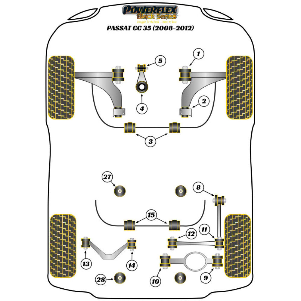 Powerflex Volkswagen  Passat CC 35 (2008-2012)   Boccola interna del braccio oscillante superiore posteriore Fig.14 (2) PFR85-514BLK - immagine 2