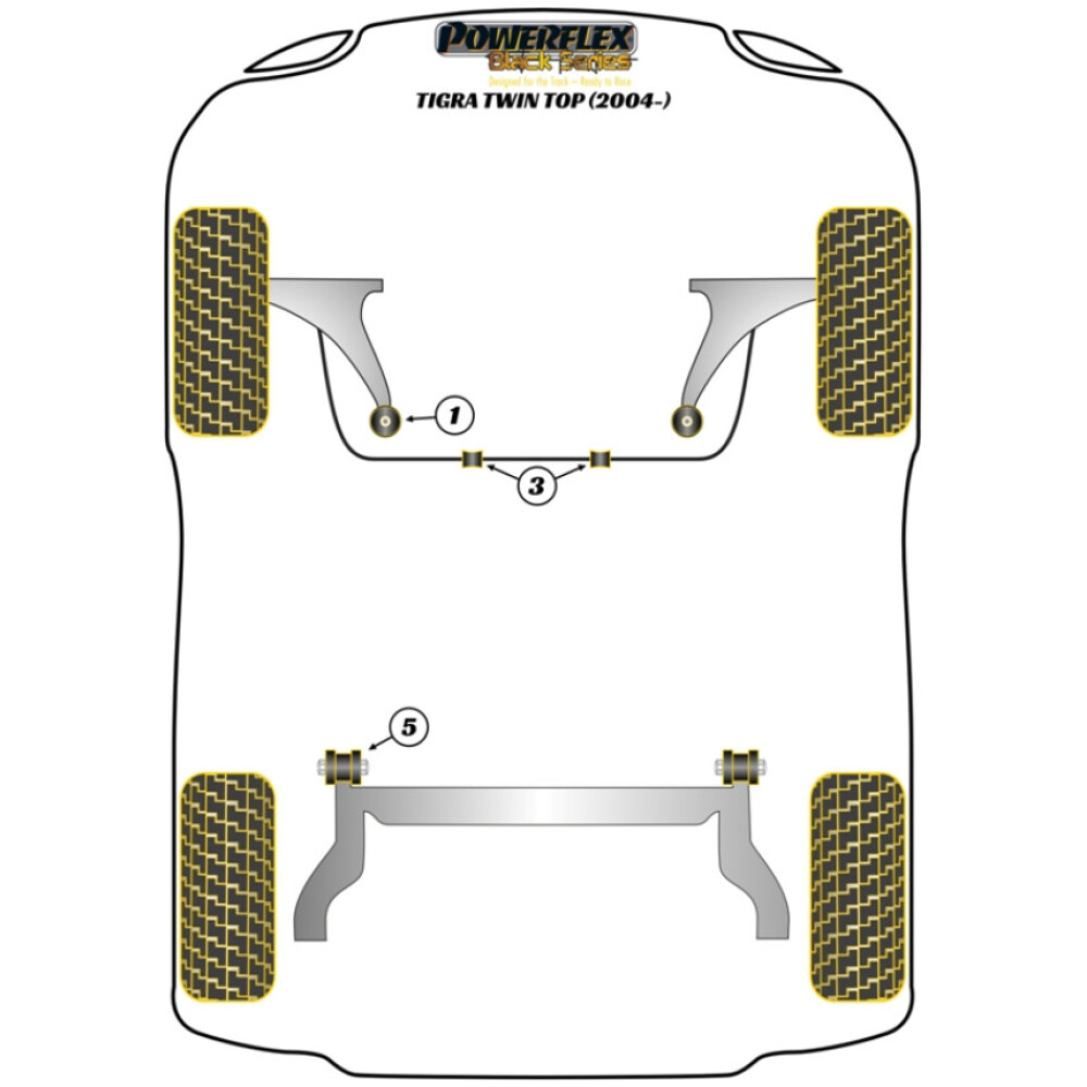 Powerflex Vauxhall / Opel  Tigra Twin Top B (2004-2009)   Boccola posteriore braccio anteriore Fig.1 (2) PFF80-1001BLK - immagine 2