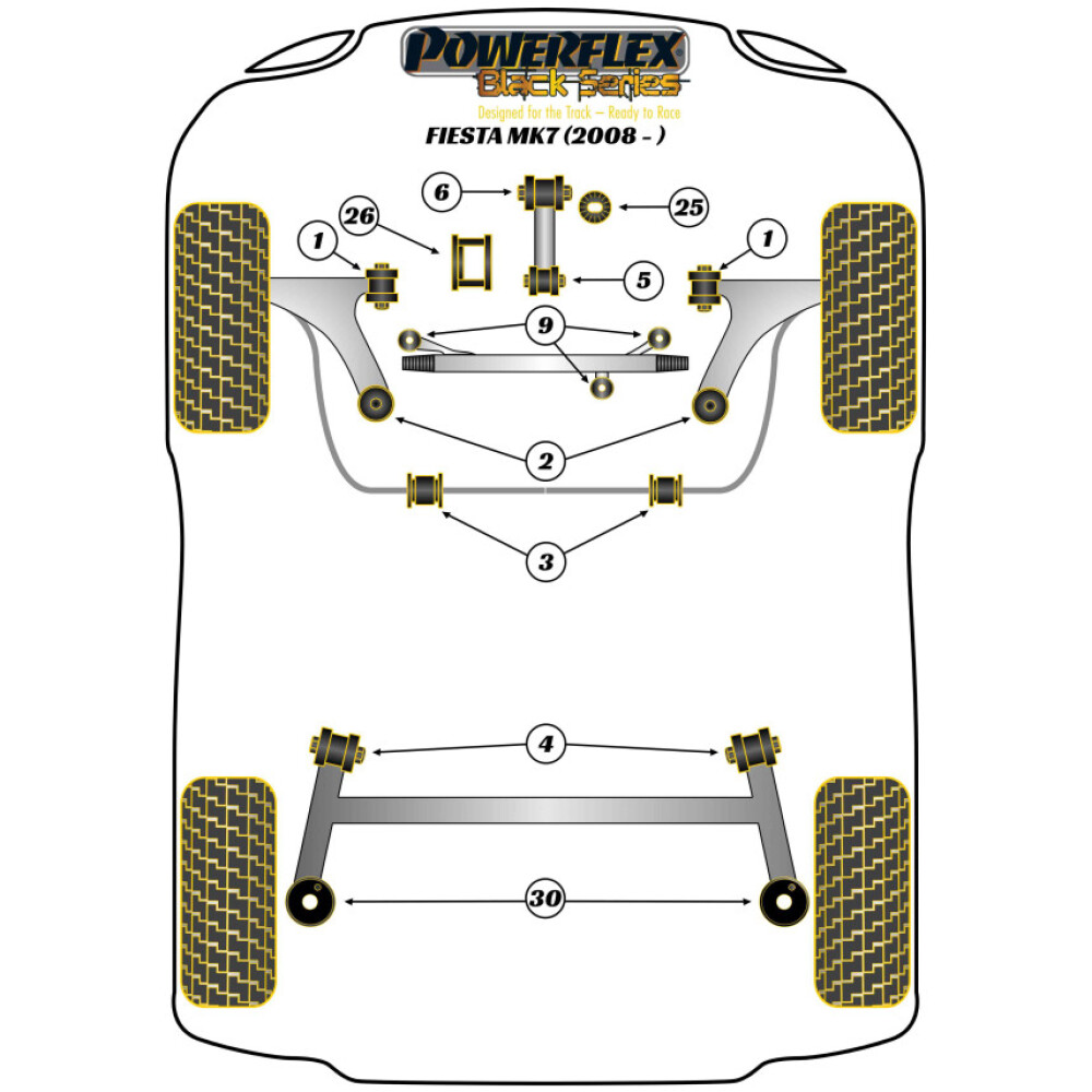 Powerflex Ford   Fiesta Mk7 incl. ST (2008 - 2012)  Boccola trave posteriore al telaio Fig.4 (2) PFR19-1511BLK - immagine 2