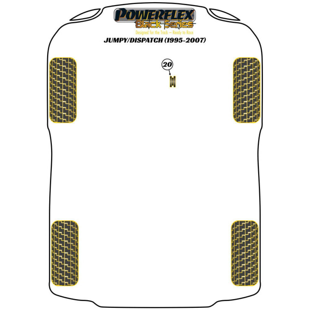 Powerflex Citroen Jumpy / Dispatch (1995 - 2007)    Boccola supporto motore posteriore inferiore - Track/MSport Fig.20 (1) PFF50-306BLK - immagine 2