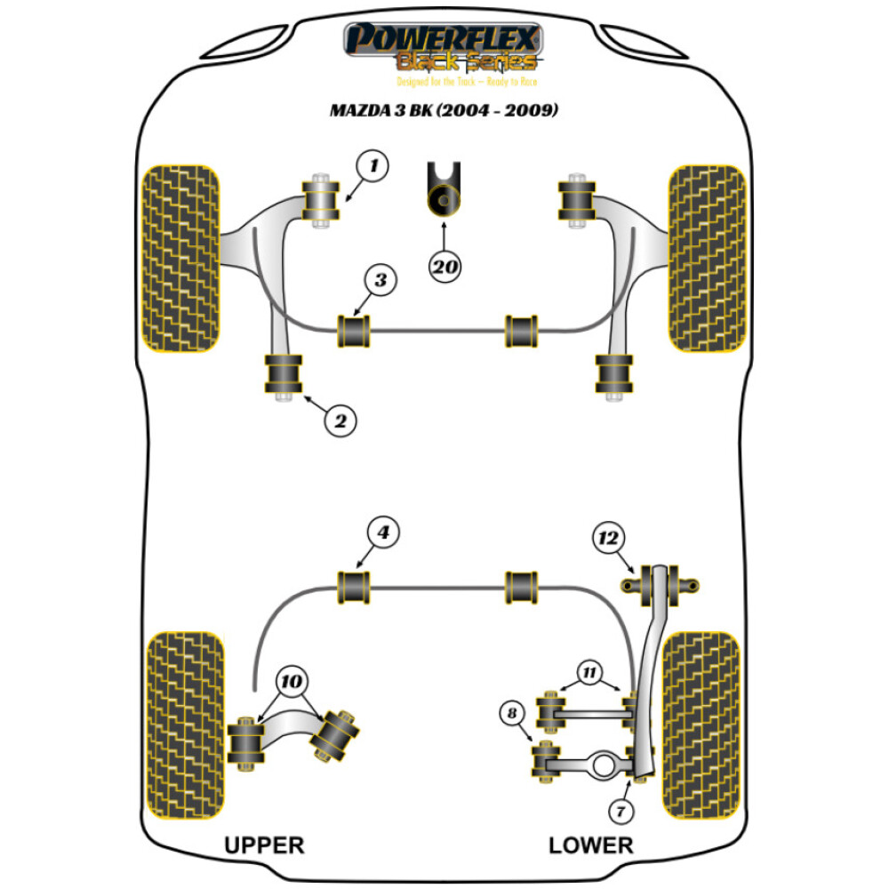 Powerflex Mazda  Mazda 3 BK (2004-2009)   Boccola del braccio di controllo inferiore posteriore Fig.11 (4) PFR19-811BLK - immagine 2