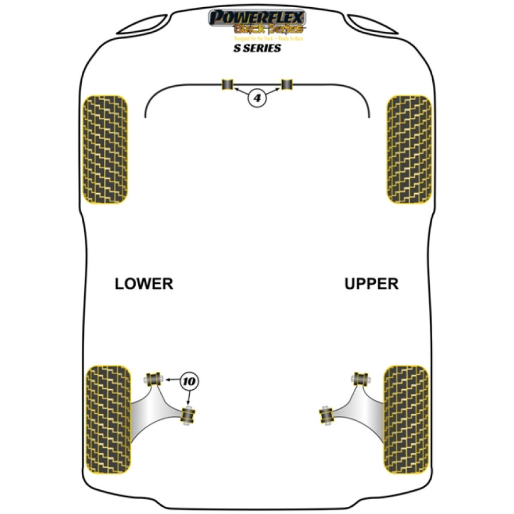 Powerflex TVR S Series (1986 - 1994)    Boccola barra antirollio anteriore 24mm Fig.3 (2) PFF19-406-24BLK - immagine 2