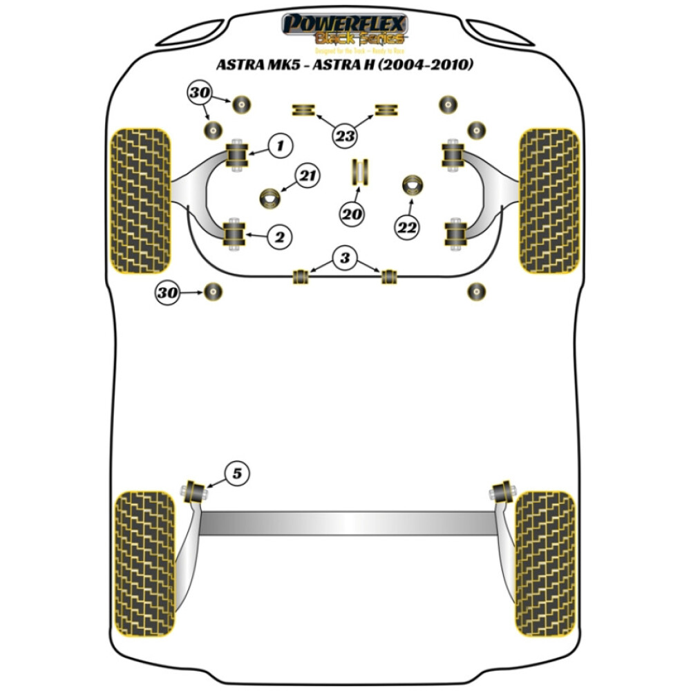 Powerflex Vauxhall / Opel  Astra MK5 - Astra H (2004 - 2010)   Inserto supporto cambio Fig.21 (1) PFF80-1321BLK - immagine 2