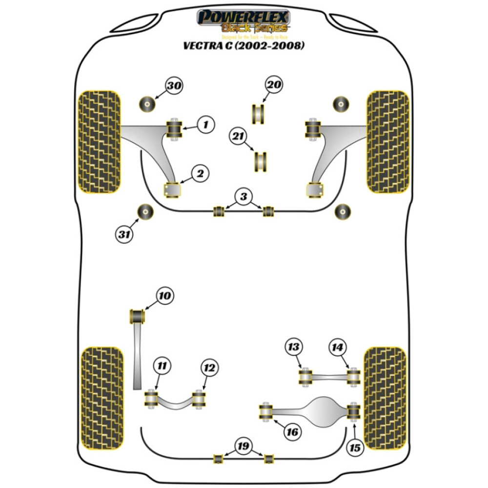 Powerflex Vauxhall / Opel Vectra C (2002-2008)    Boccola esterna braccio superiore posteriore 38 mm Fig.11 (2) PFR80-1217BLK - immagine 2