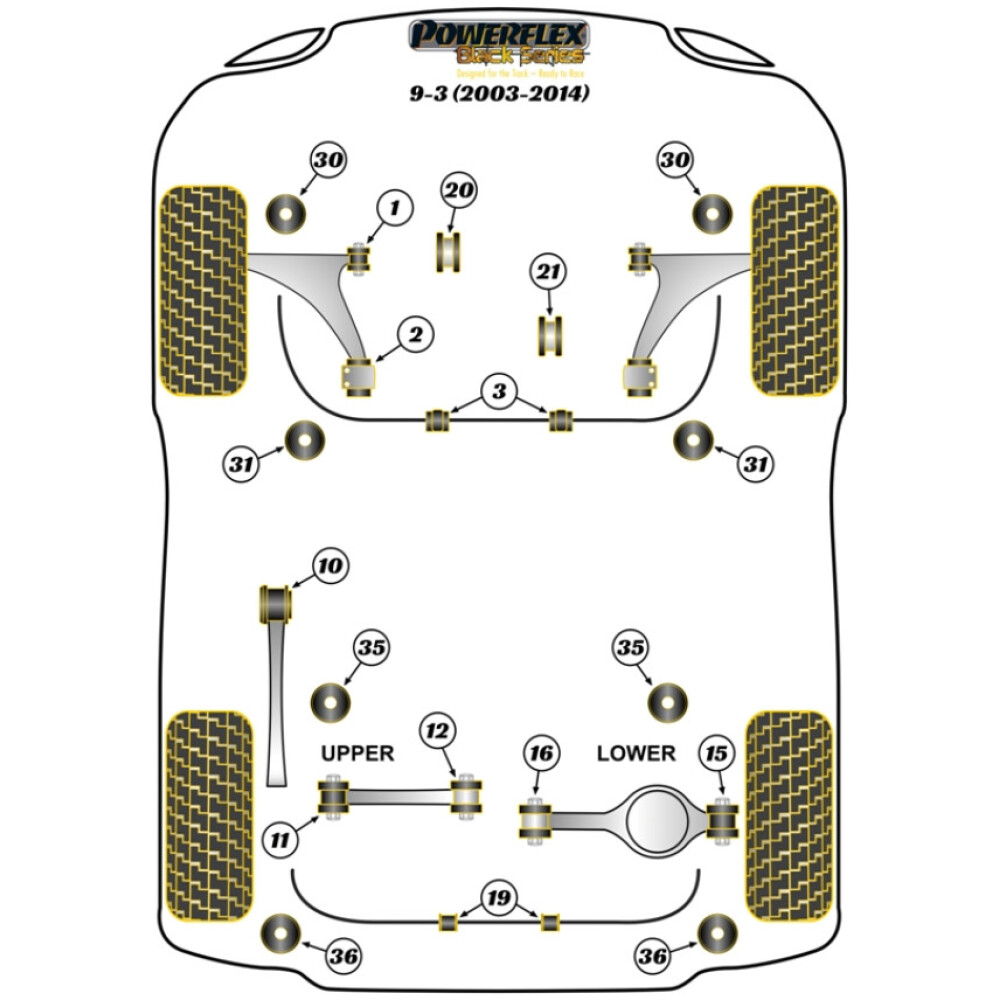 Powerflex Saab 9-3 (2003-2014)    Boccola esterna braccio superiore posteriore 38 mm Fig.11 (2) PFR80-1217BLK - immagine 2