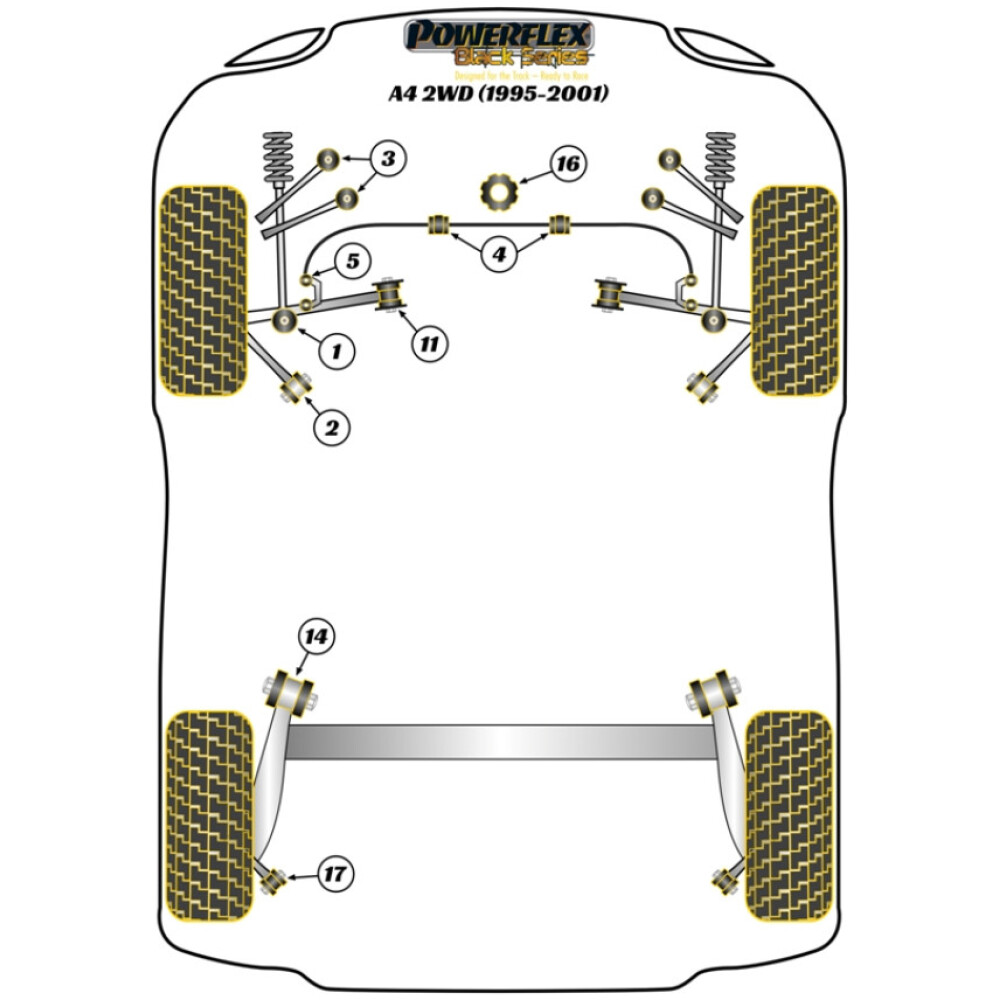 Powerflex Audi   A4 2WD (1995-2001)  Supporto ammortizzatore anteriore inferiore Fig.1 (2) PFF3-201BLK - immagine 2