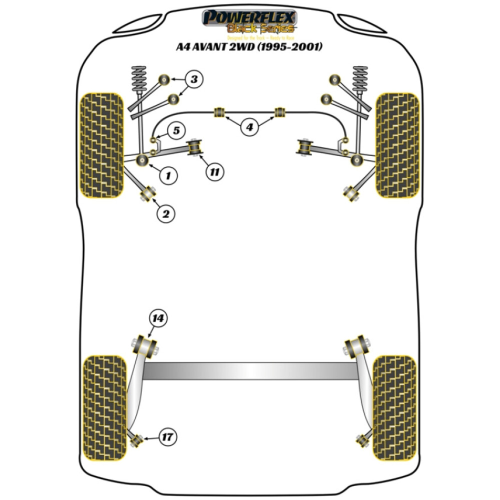 Powerflex Audi   A4 Avant 2WD (1995-2001)  Boccola barra antirollio anteriore 26,8 mm Fig.4 (2) PFF3-204-26.8BLK - immagine 2