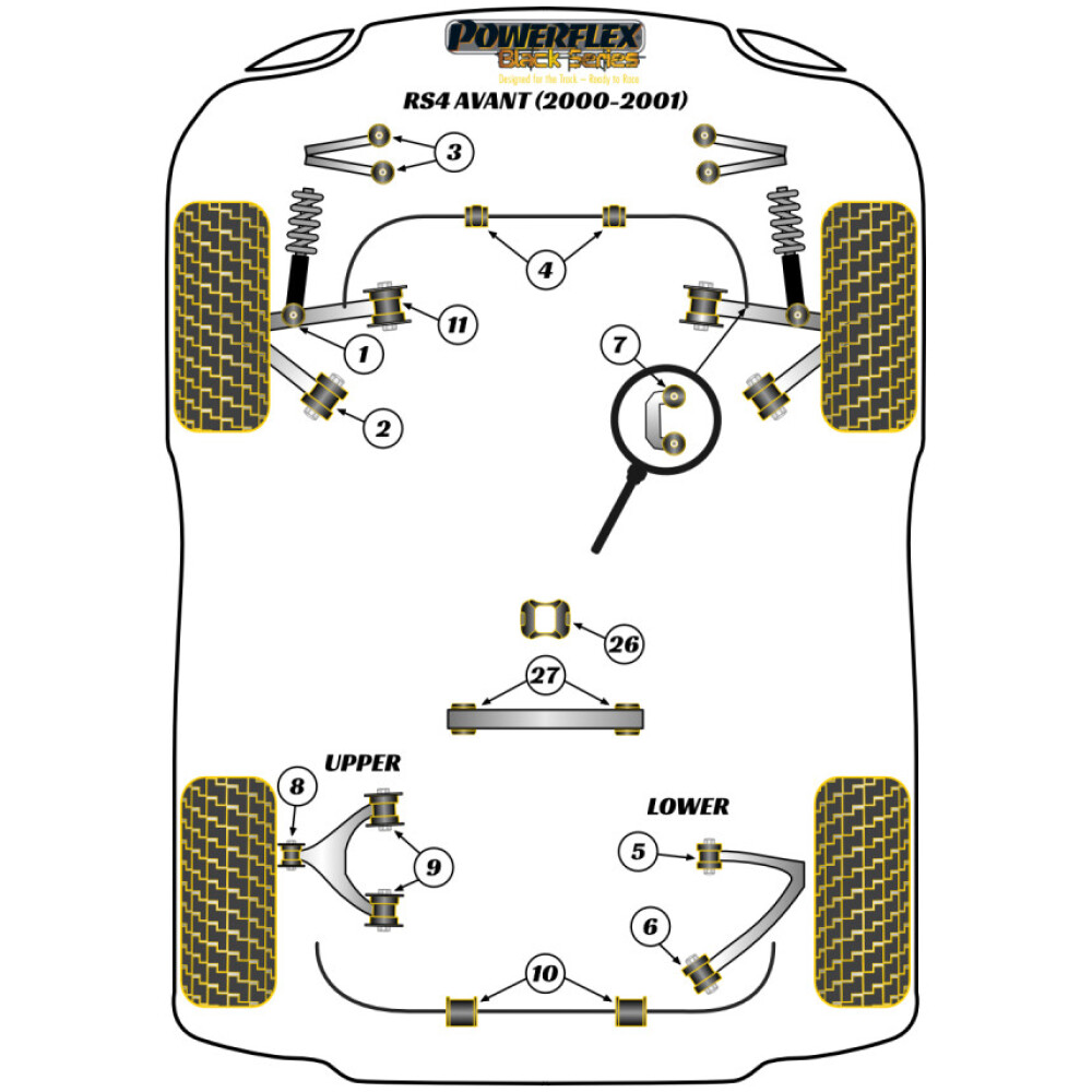 Powerflex Audi   RS4 Avant (2000-2001)  Boccola interna del braccio inferiore anteriore Fig.11 (2) PFF3-211BLK - immagine 2