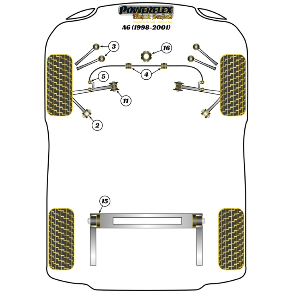 Powerflex Audi   A6 (1998 - 2001)  Supporto per puntale motore Fig.16 (1) PFF3-220BLK - immagine 2