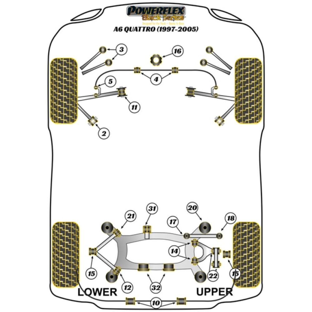 Powerflex Audi   A6 Quattro (1997 - 2005)  Supporto per puntale motore Fig.16 (1) PFF3-220BLK - immagine 2