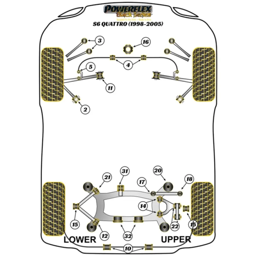 Powerflex Audi   S6 Quattro (1998 - 2005)  Boccola anteriore del braccio inferiore posteriore Fig.21 (2) PFR3-1111BLK - immagine 2