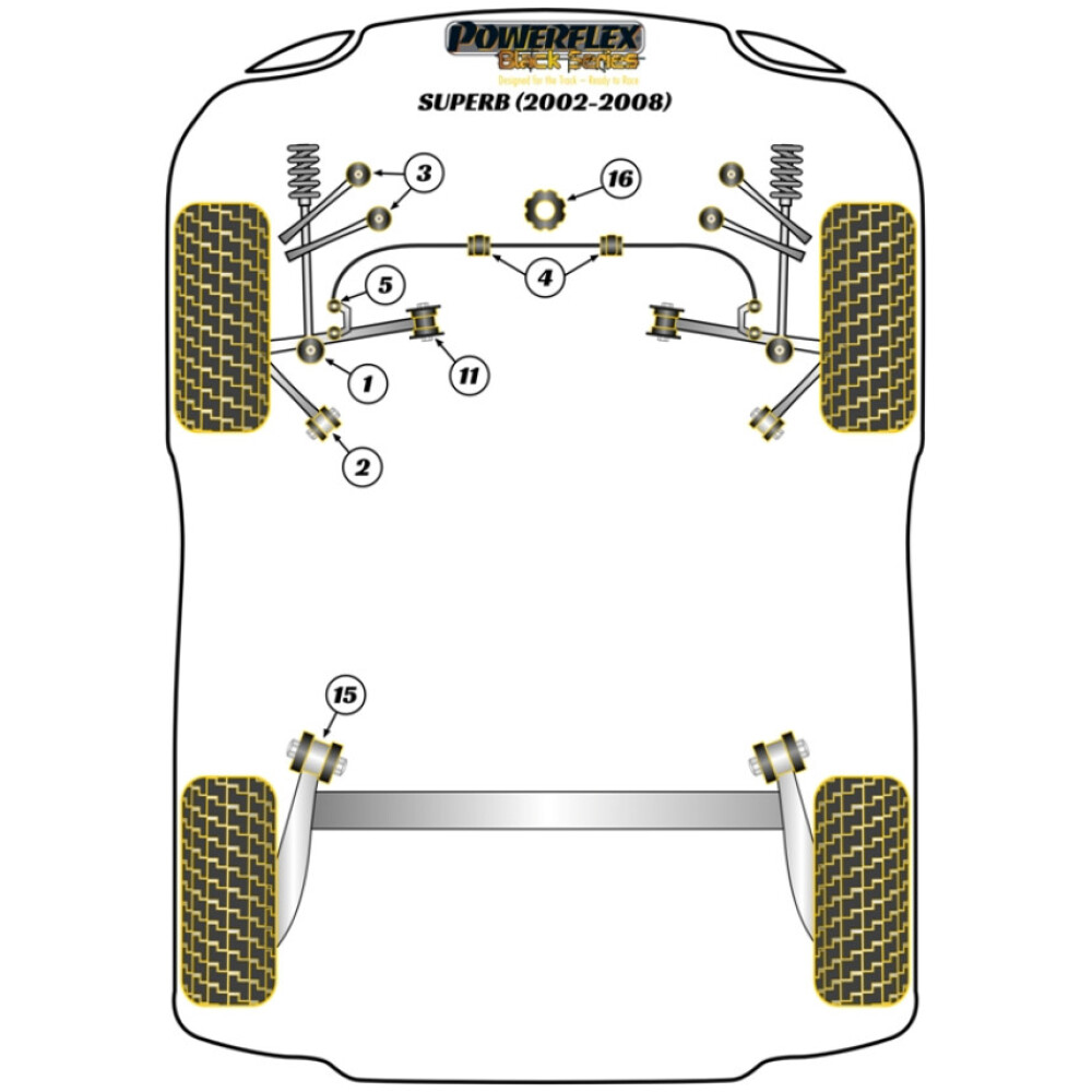 Powerflex Skoda  Superb B5 3U (2002-2008)   Supporto per puntale motore Fig.16 (1) PFF3-220BLK - immagine 2