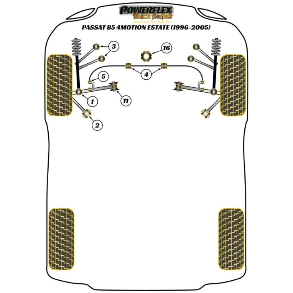 Powerflex Volkswagen  Passat B5 (1996 - 2005) 4 Motion Estate (1996 - 2005)  Boccola interna del braccio inferiore anteriore Fig.11 (2) PFF3-211BLK - immagine 2