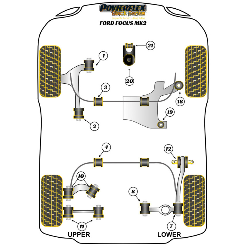 Powerflex Ford   Focus MK2 (2005-2010)  Boccola del braccio di controllo inferiore posteriore Fig.11 (4) PFR19-811BLK - immagine 2